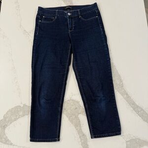 White House Black Market Skinny Leg Cropped Denim Jeans Women’s Small Dark Blue